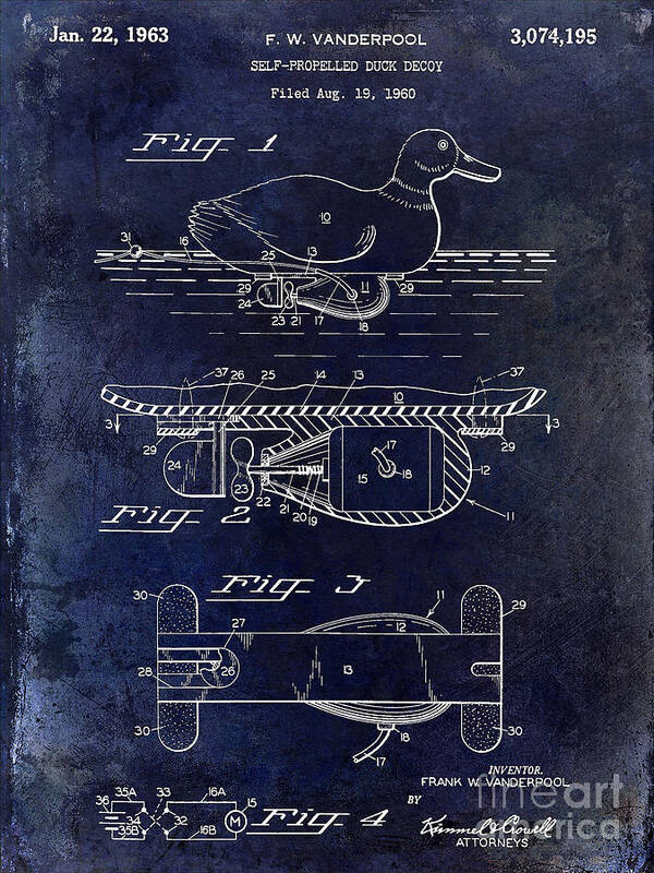1963 Duck Decoy Patent Drawing by Jon Neidert