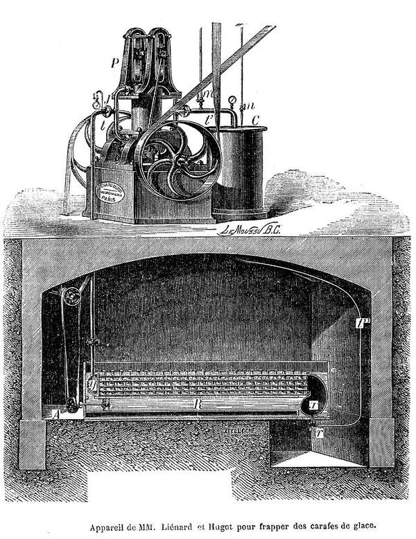 1800s Art Print featuring the photograph 19th Century Ice Cube Machine by Collection Abecasis/science Photo Library