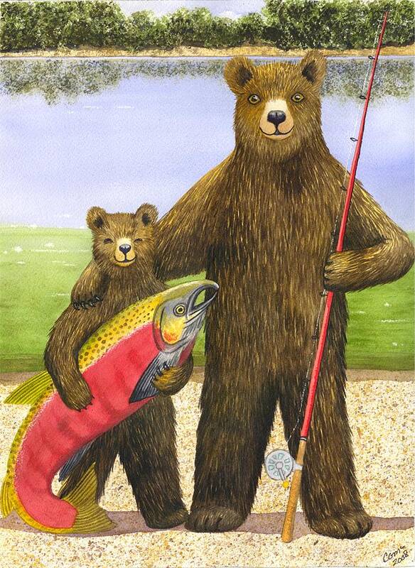 Bears Art Print featuring the painting Big Fish #1 by Catherine G McElroy