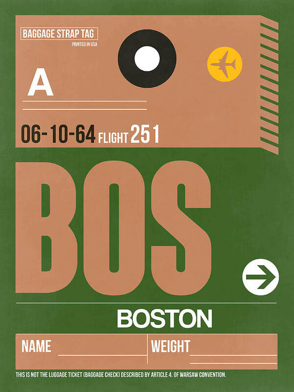 Boston Art Print featuring the digital art Boston Luggage Poster 1 #1 by Naxart Studio