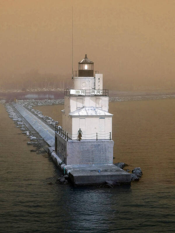 Lighthouse Art Print featuring the photograph Manitowoc Breakwater Light by David T Wilkinson