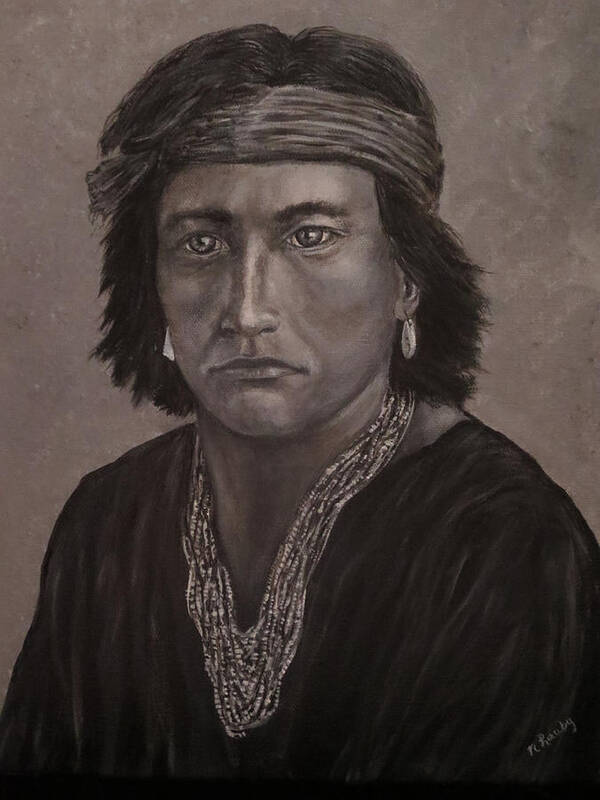 Native American Art Print featuring the painting Navajo Boy Native American by Nancy Lauby