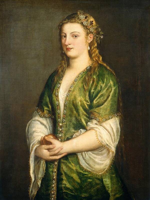 1555 Art Print featuring the painting Portrait of a Lady #1 by Titian