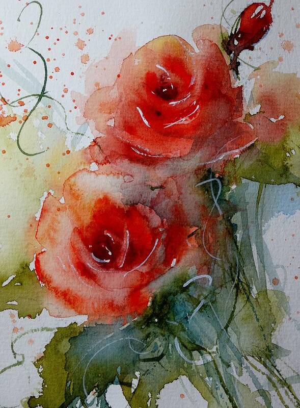 Roses Art Print featuring the painting Roses #1 by Sandra Strohschein