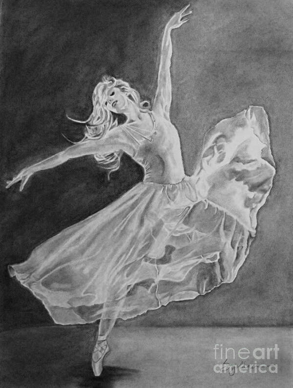 Ballet Art Print featuring the drawing Shadow Dancer #1 by Sandra Presley