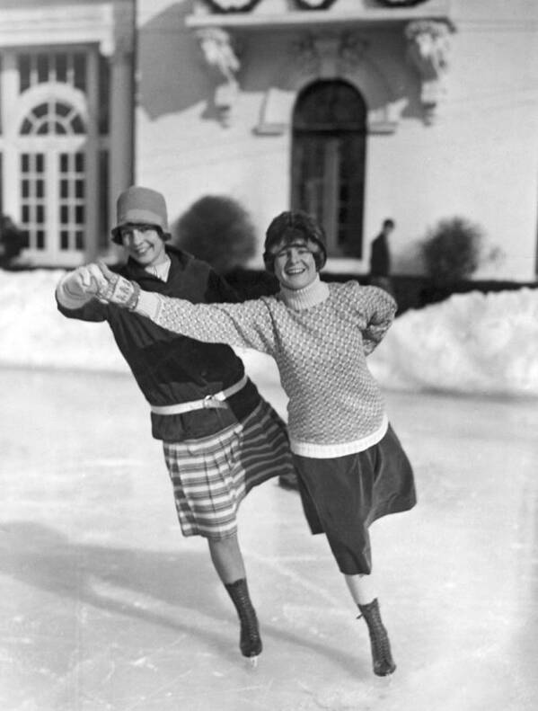 1927 Art Print featuring the photograph Society Ice Skating In Tuxedo, NY #2 by Underwood Archives