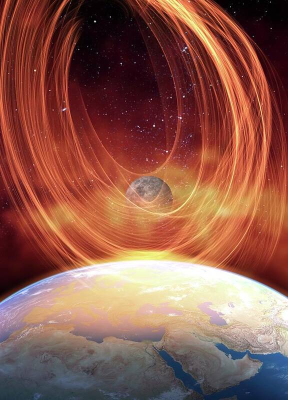 Illustration Art Print featuring the photograph Solar Flare Hitting Earth #1 by Victor Habbick Visions/science Photo Library