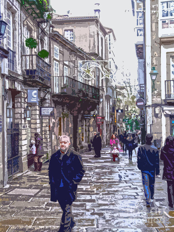 Spain Art Print featuring the digital art Streets And People #1 by Andrew Middleton