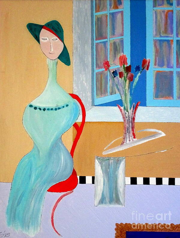 Woman Art Print featuring the painting The red Chair #1 by Bill OConnor