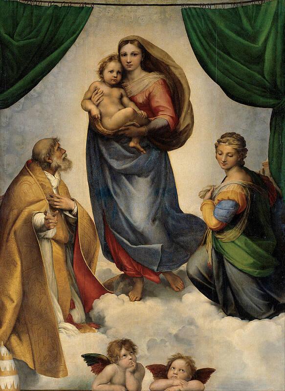Raphael Art Print featuring the painting The Sistine Madonna by Raphael