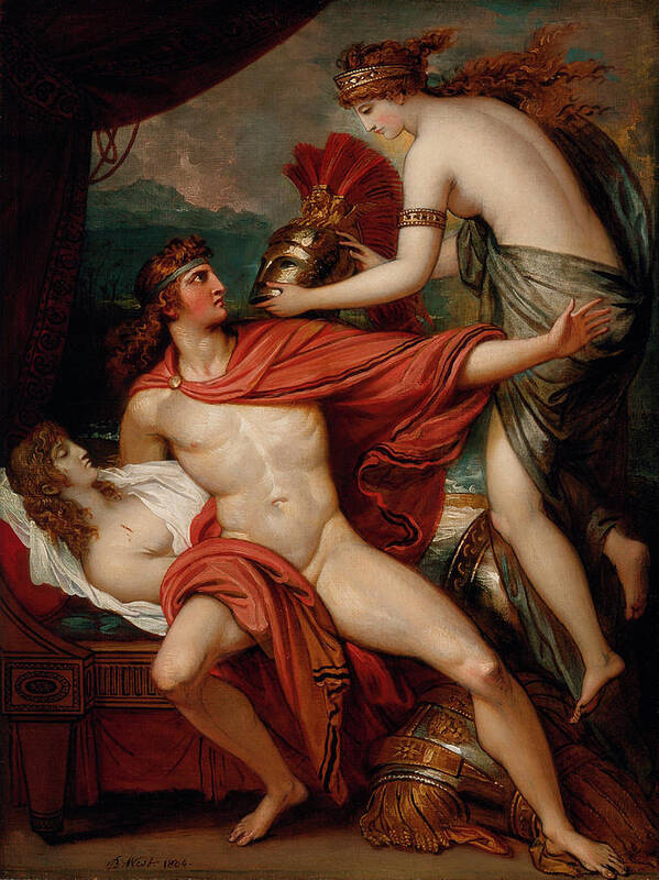 Benjamin West Art Print featuring the painting Thetis bringing the Armor to Achilles #1 by Benjamin West