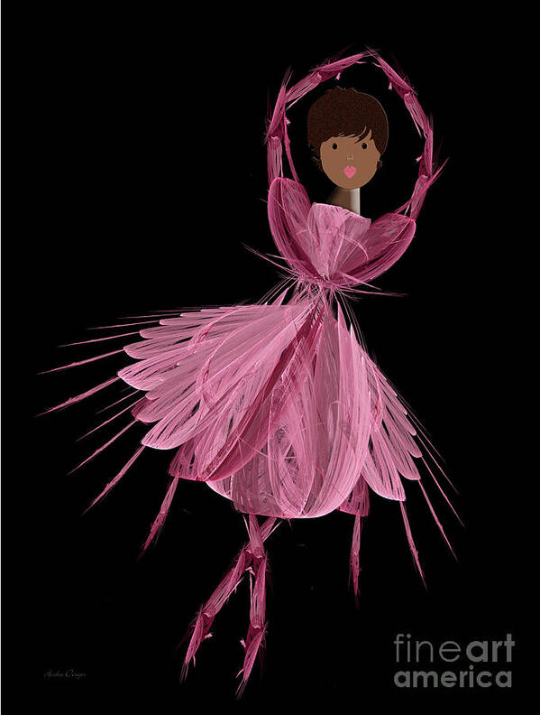 Ballerina Art Print featuring the digital art 12 Pink Ballerina by Andee Design