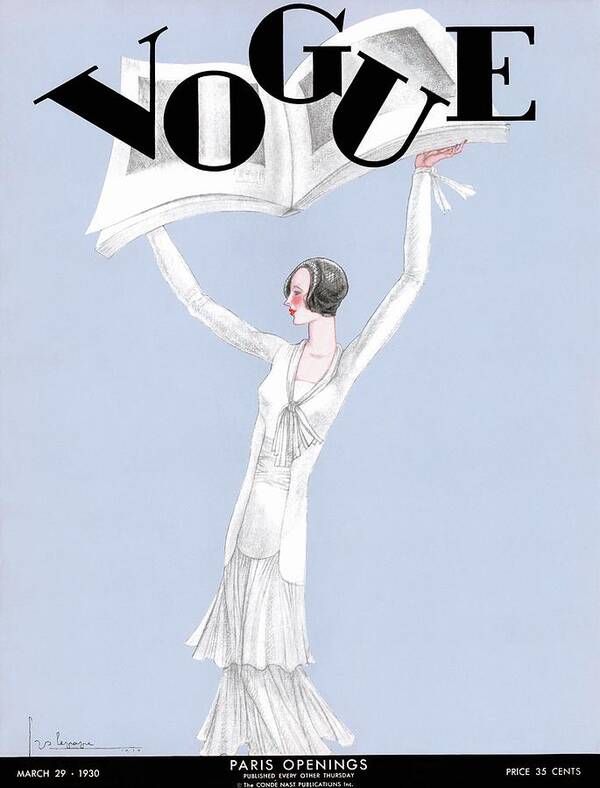 Illustration Art Print featuring the photograph A Vintage Vogue Magazine Cover Of A Woman by Georges Lepape