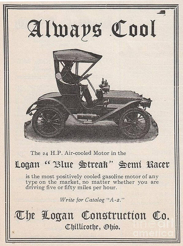 Logan Art Print featuring the photograph 1905 Logan Automobile Poster by Charles Robinson