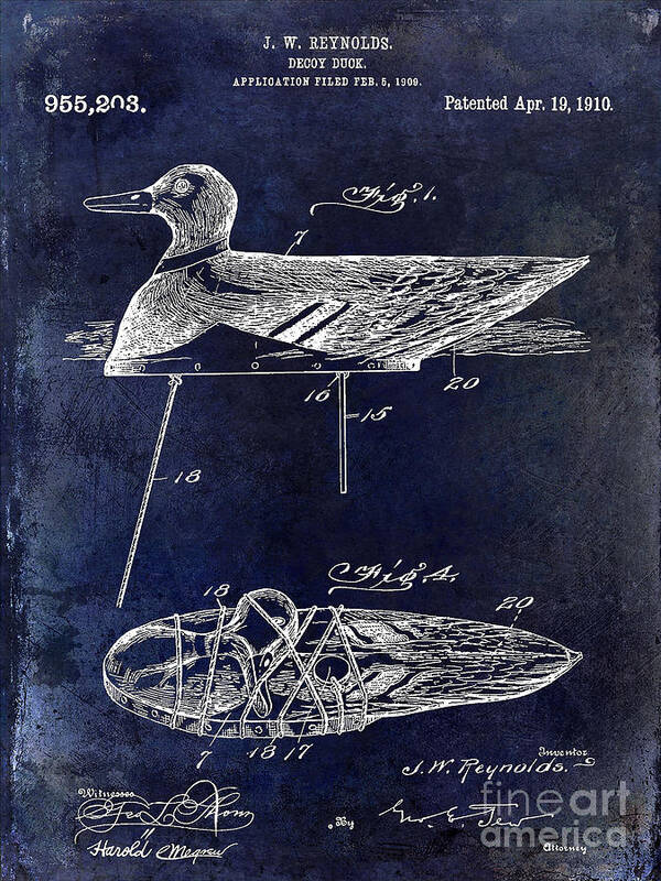 1910 duck Decoy Patent Drawing by Jon Neidert