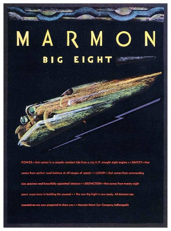 1930 Art Print featuring the digital art 1930 - Marmon Big Eight Advertisement - Color by John Madison