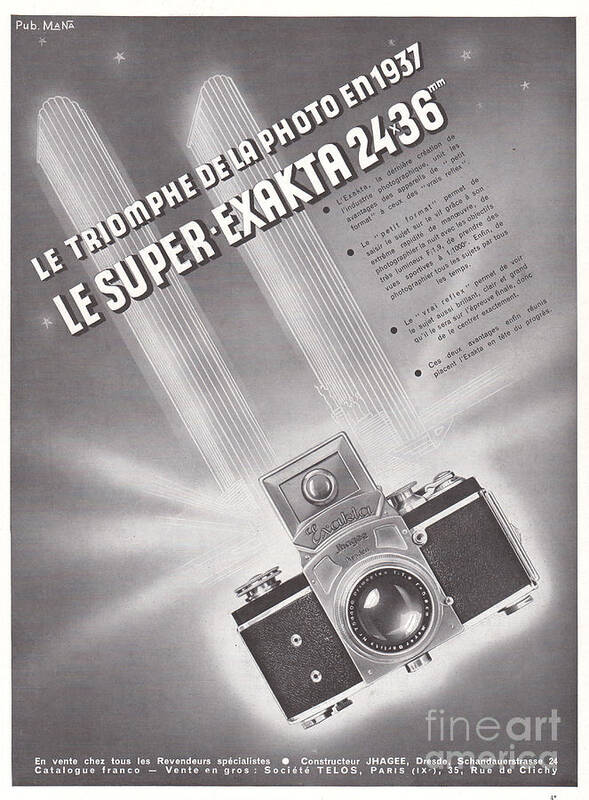 navneord Borgmester kaffe 1937 Print d Ihagee Exakta Photo Camera Meyer-Optik Lens Primopl Art Print  by MN Digital - Fine Art America
