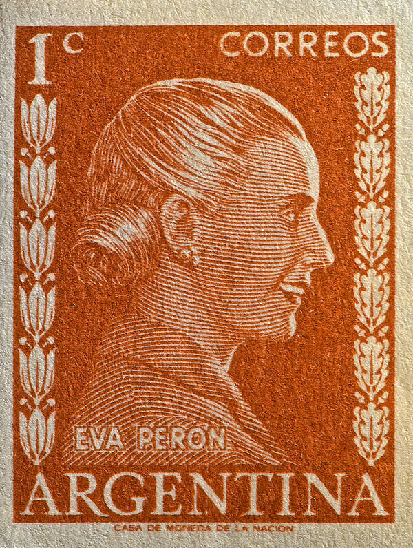 1952 Art Print featuring the photograph 1952 Eva Peron Argentina Stamp by Bill Owen