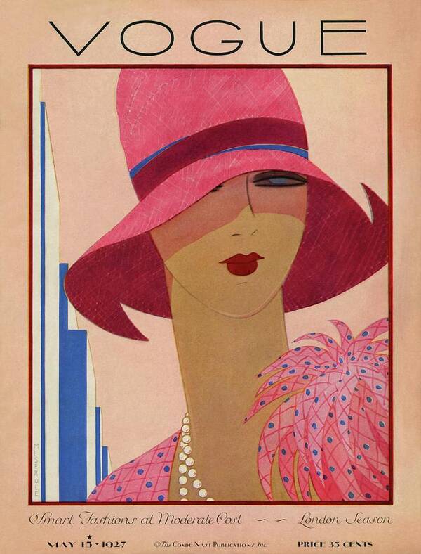 Illustration Art Print featuring the photograph A Vintage Vogue Magazine Cover Of A Woman by Harriet Meserole