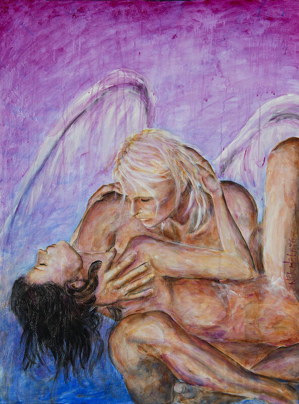 Angel Art Print featuring the painting Angel In Love by Nik Helbig