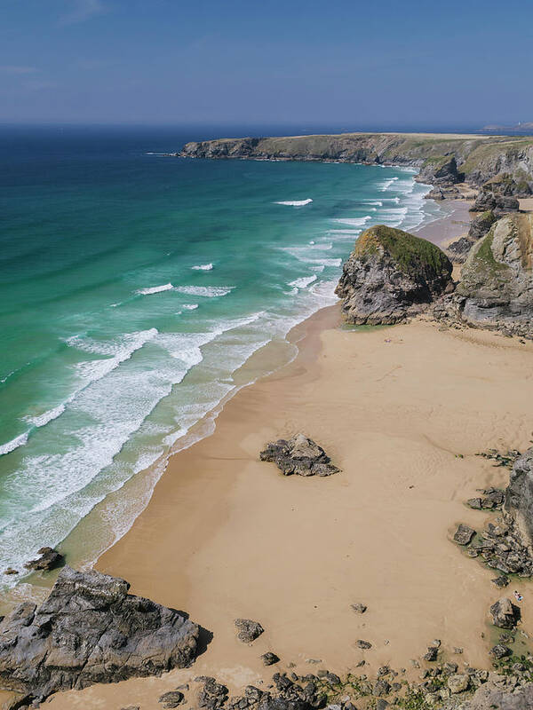 Water's Edge Art Print featuring the photograph Bedruthan Steps, Cornwall, England #2 by Doug Armand