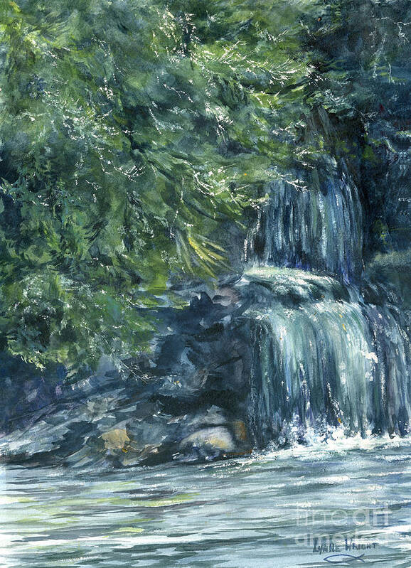 Landscape Art Print featuring the painting Oregon Waterfall #1 by Lynne Wright
