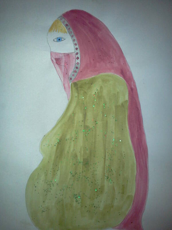 Pink Art Print featuring the painting Praying Woman #2 by Karen Jensen