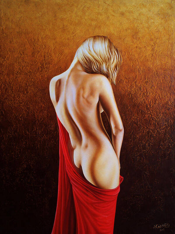 Woman Art Print featuring the painting Secrets of the Red Veil by Horacio Cardozo