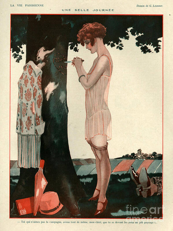France Art Print featuring the drawing 1920s France La Vie Parisienne Magazine #261 by The Advertising Archives