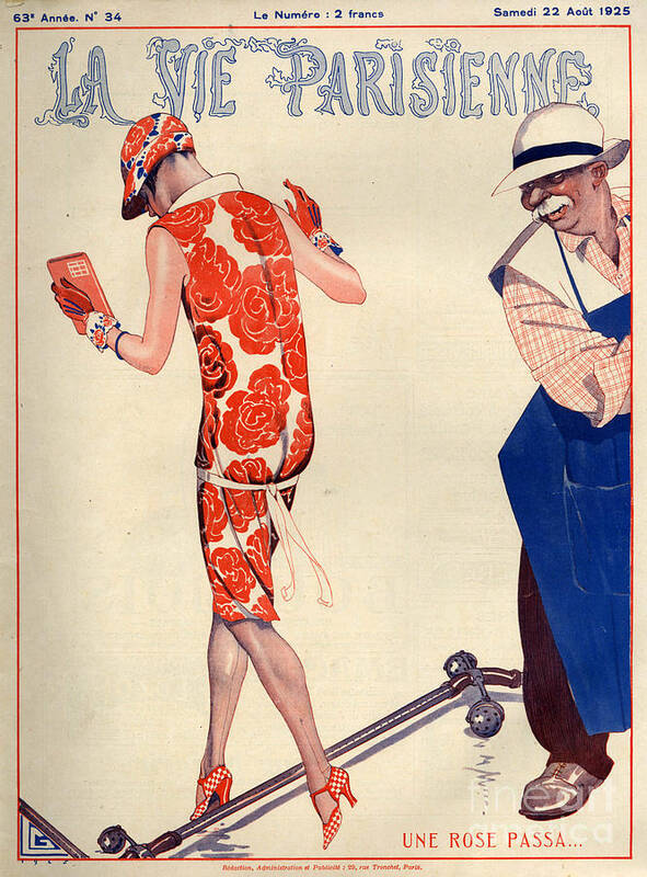 France Art Print featuring the drawing 1920s France La Vie Parisienne Magazine #263 by The Advertising Archives