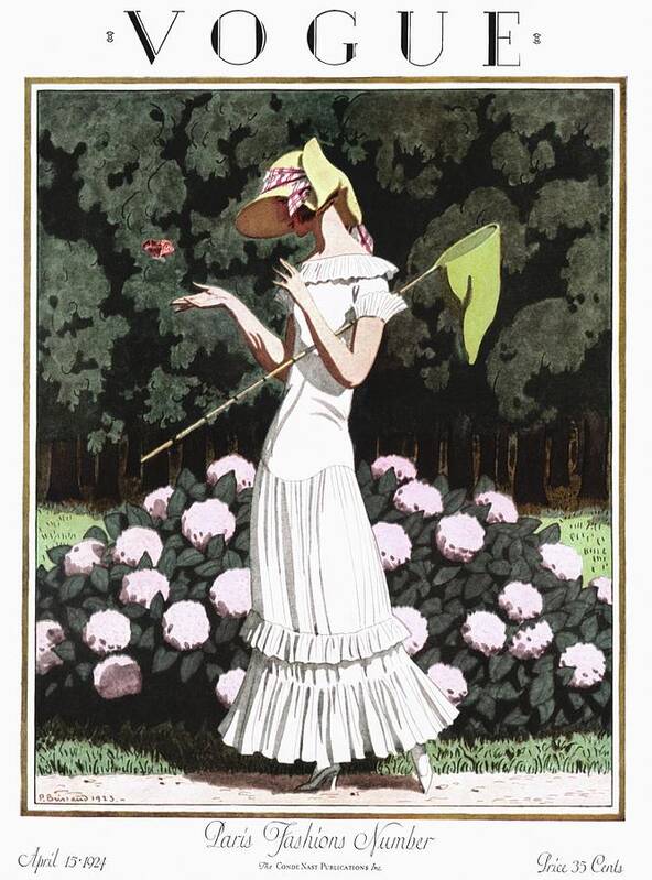 Fashion Art Print featuring the photograph A Vintage Vogue Magazine Cover Of A Woman by Pierre Brissaud