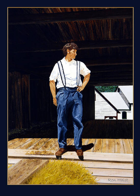 Boy Art Print featuring the painting Boy in the Barn #3 by Ron Haist