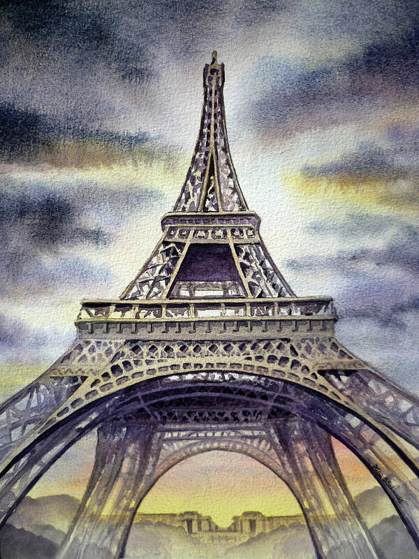 Eiffel Art Print featuring the painting Eiffel Tower by Irina Sztukowski