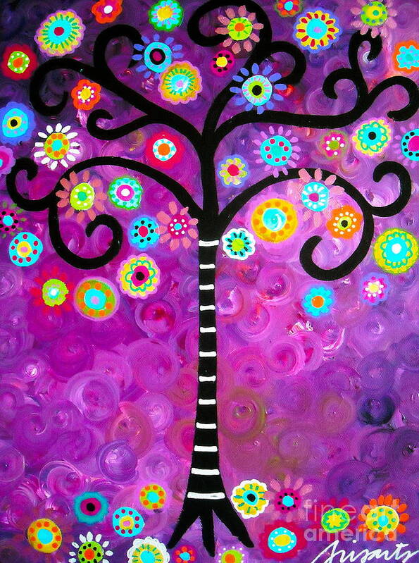 Tree Art Print featuring the painting Tree Of Life #6 by Pristine Cartera Turkus