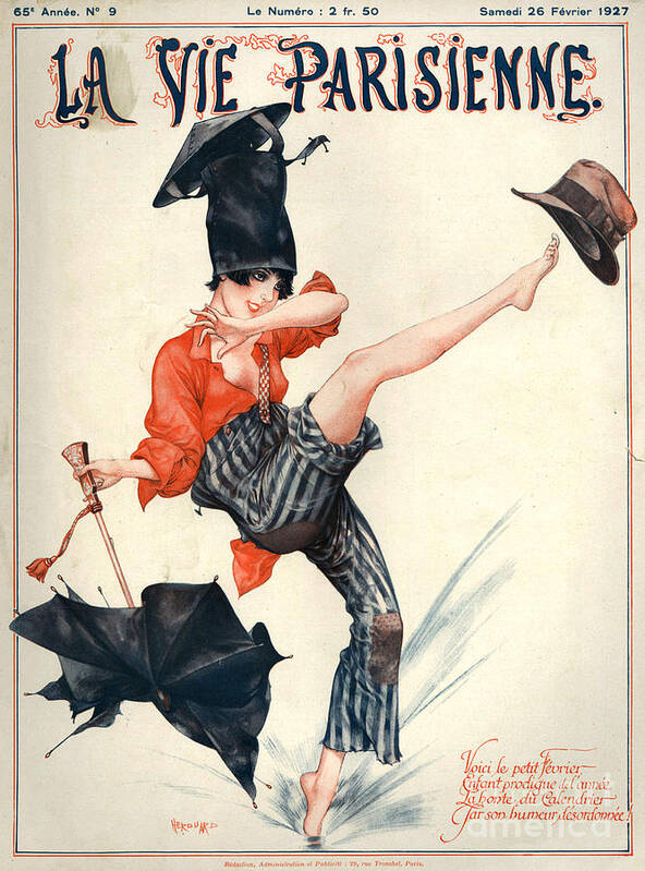 France Art Print featuring the drawing 1920s France La Vie Parisienne Magazine #354 by The Advertising Archives