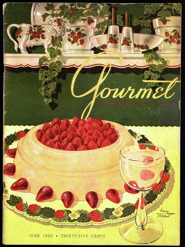Entertainment Art Print featuring the photograph A Blancmange Ring With Strawberries by Henry Stahlhut