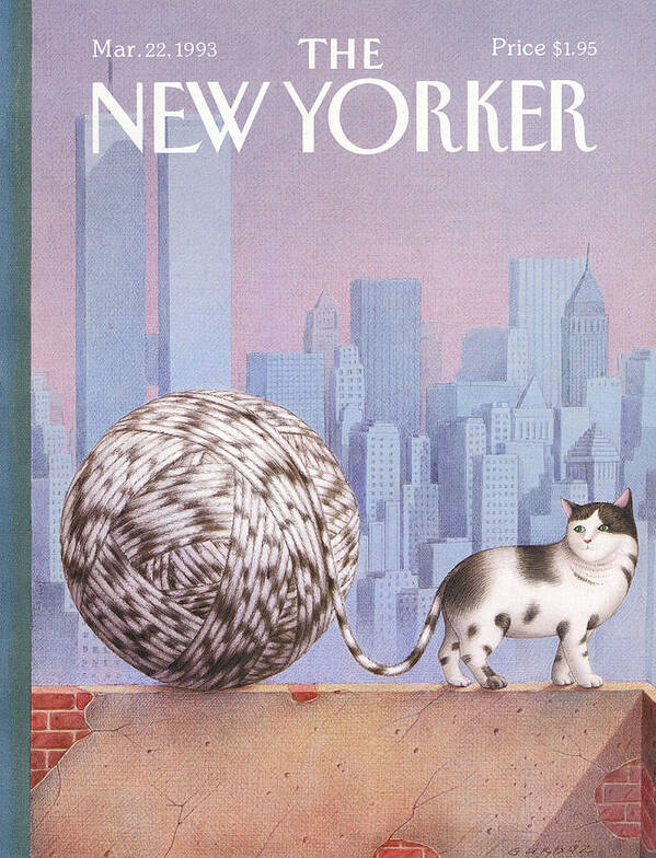 Cat Art Print featuring the painting New Yorker March 22, 1993 by Gurbuz Dogan Eksioglu