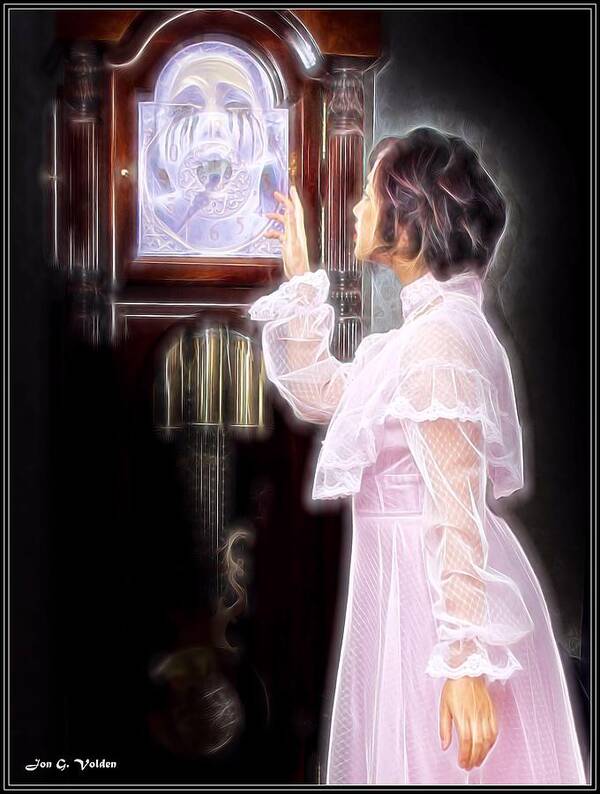 Surreal Art Print featuring the painting A Ghost In The Clock by Jon Volden