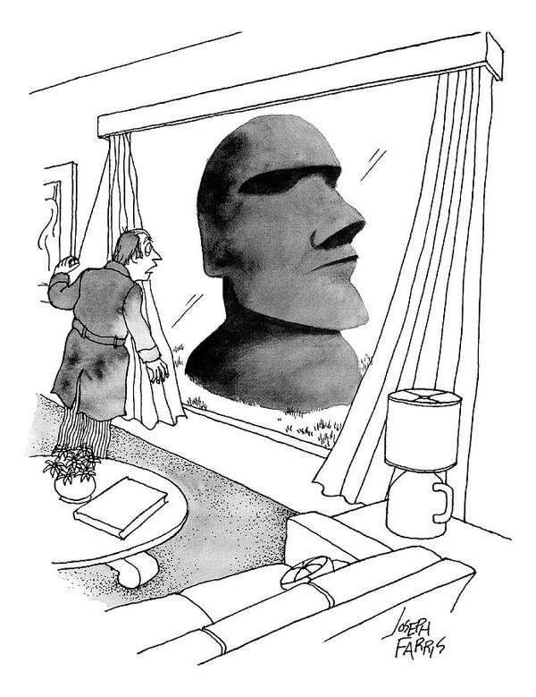 Cctk Art Print featuring the drawing A Man Looks Out His Living Room Window To See An by Joseph Farris
