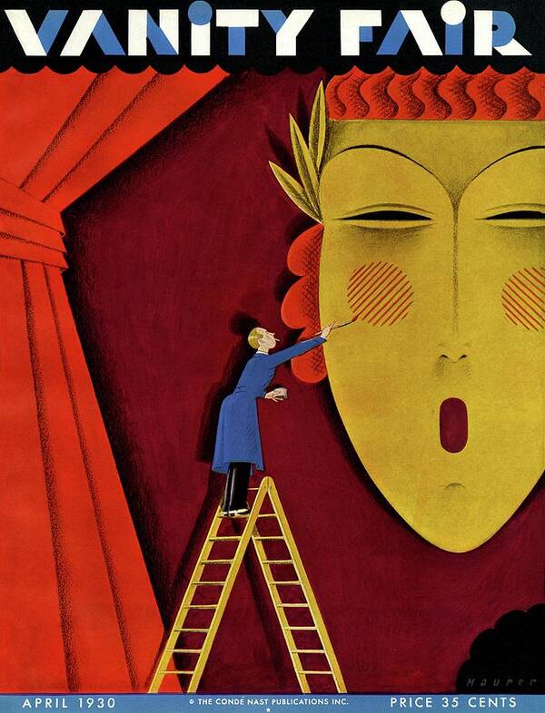 Illustration Art Print featuring the photograph Vanity Fair Cover of A Man On A Ladder by Maurer