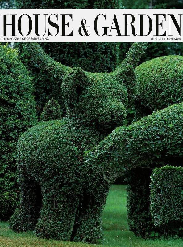 Animal Art Print featuring the photograph A Topiary Bear In Alice Braytons Green Animals by Horst P. Horst