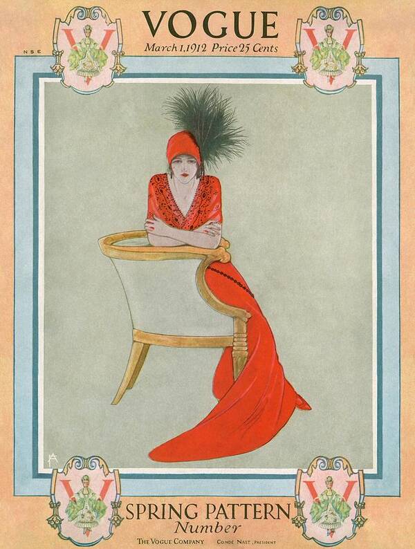 Illustration Art Print featuring the photograph A Vogue Cover Of A Woman Wearing Orange by Arthur Finley