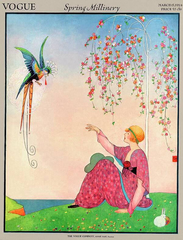 Illustration Art Print featuring the photograph A Vogue Cover Of A Woman With A Bird by George Wolfe Plank