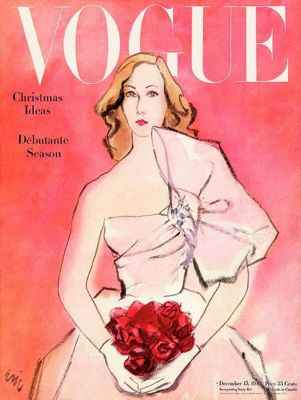 Fashion Art Print featuring the photograph A Vogue Cover Of A Woman With Roses by Carl Oscar August Erickson