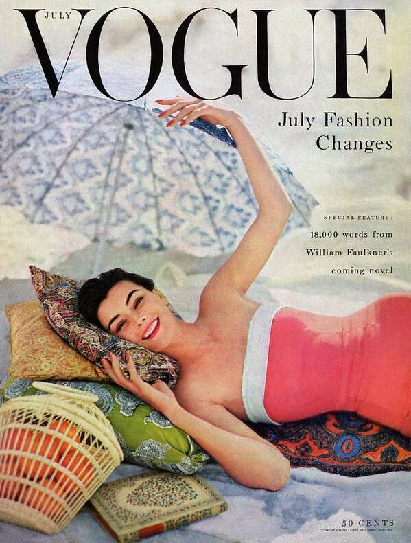 Fashion Art Print featuring the photograph A Vogue Cover Of Anne Gunning Under An Umbrella by Karen Radkai