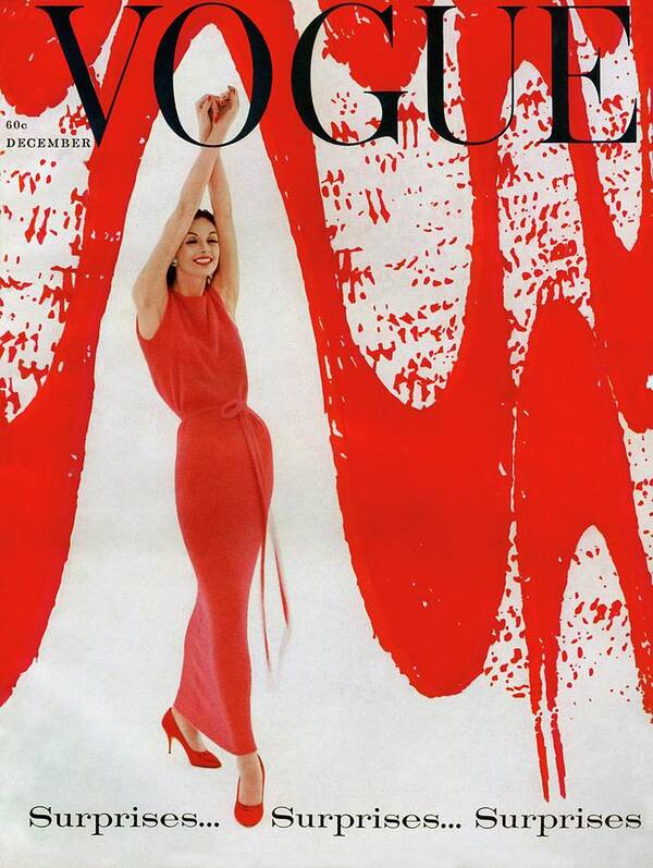 Fashion Art Print featuring the photograph A Vogue Cover Of Anne St. Marie And Red Paint by William Bell