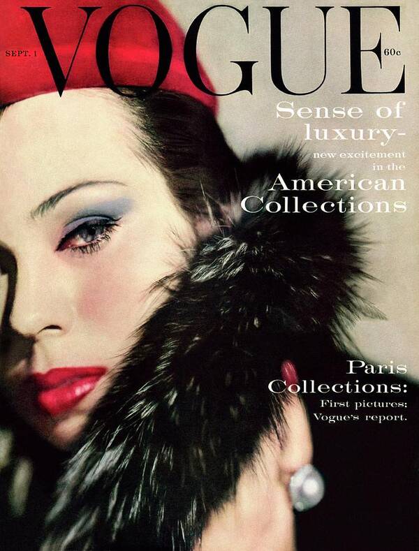 Fashion Art Print featuring the photograph A Vogue Cover Of Morris Wearing A Fur Collar by Karen Radkai