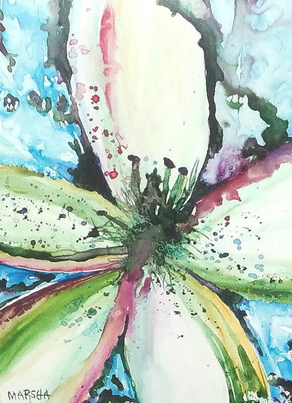 Abstract Art Print featuring the painting Abstract Floral by Marsha Woods