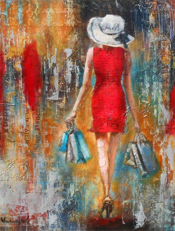 Lady Art Print featuring the painting Abstract Lady 6 by Susan Goh