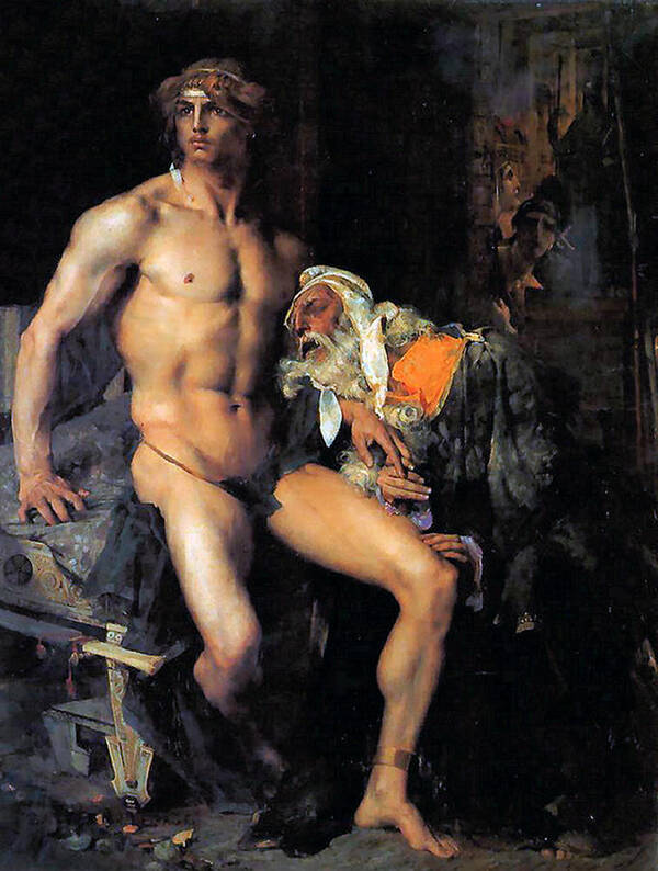 Jules Bastian Lepage Art Print featuring the painting Achilles et Priam by Jules Bastien LePage